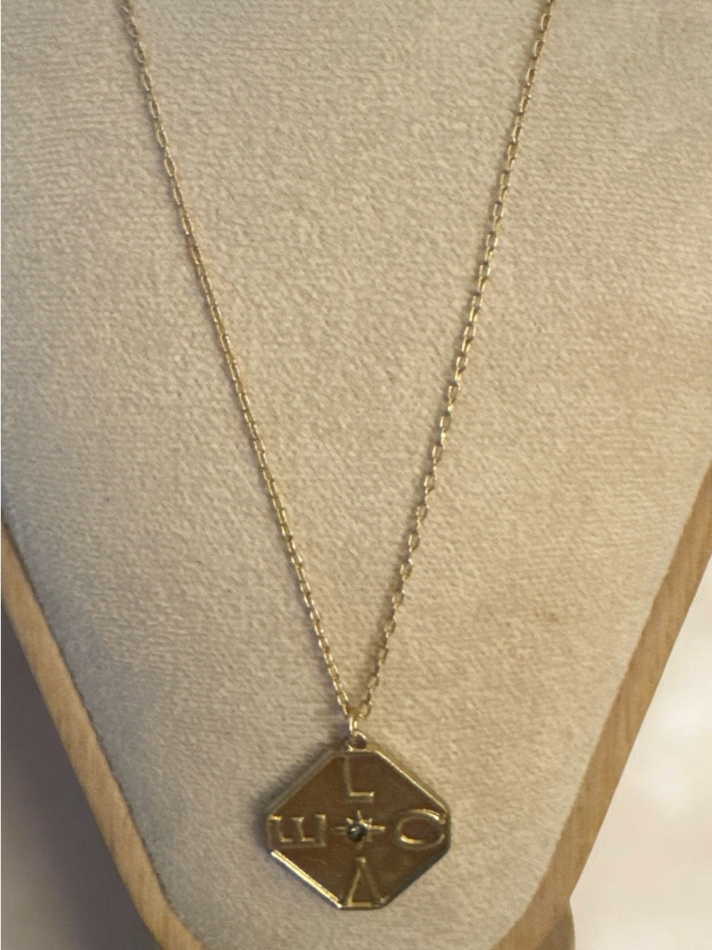Gold Initial Pendant Necklace with Monogram Medallion